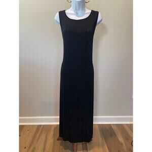 Chico’s Travelers Black Maxi Dress Size 2 (Standard Sz L) Sleeveless USA Made